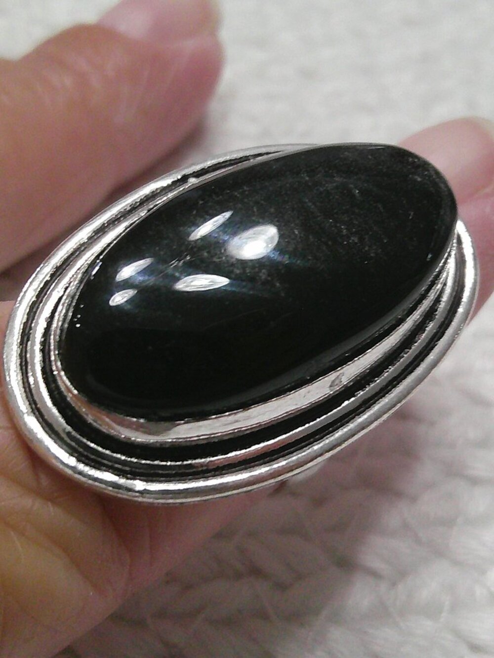 Beautiful SILVER OBSIDIAN Handmade Sterling 925 Ring Size 8 #41F